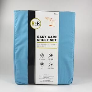 ROOM + RETREAT 250 Thread Count Cotton Polyester Blue Sheet Set Full Size NEW
